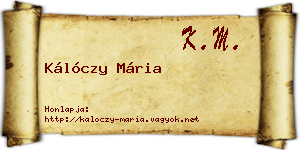 Kálóczy Mária névjegykártya